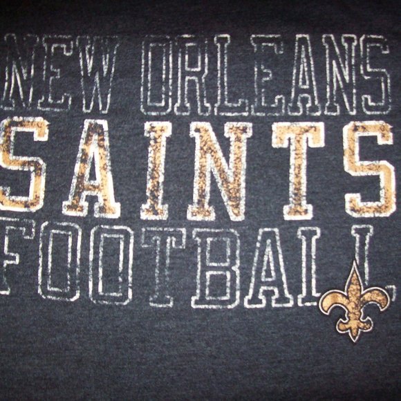 New Orleans Saints Men's 3X T-Shirt w Faded Screened Logo & Lettering DARK GRAY - Picture 3 of 6